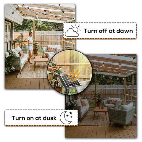 100ft USB Rechargeable Solar String Lights Outdoor Waterproof Shatterproof Hanging Lights On Patio