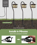 Low Voltage Pathway Lights 12V 3W 185LM Warm White 3000K ORB Waterproof Garden Lights With Quick Connectors Die Cast Aluminum Integrated LED 4 Pack For Walkways And Yards, showcasing installation with quick lock connectors.