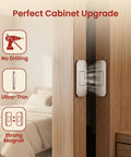 6 Pack No Drill Invisible Cabinet Catches with rust proof stainless steel magnetic latches and strong adhesive for easy install.