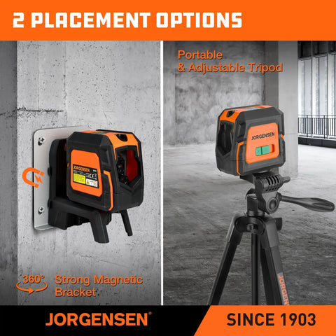 Laser Level With Tripod And Two Plumb Dots For Pro Grade Precise Floor To Ceiling Alignment 100 Foot Cross Line Laser With Five Laser Line Modes Including Vertical Horizontal Cross Top And Bottom Points on tripod and magnetic bracket