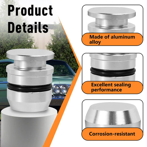 Heavy Duty Speedometer Block Off Plug Kit For TH350 TH400 Transmission close-up view, aluminum alloy with silicone O-ring, corrosion-resistant.