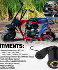 Mini bike with Heavy Duty Chain Tensioner With One And Three Quarter Inch Roller for 6.5HP motors, fitment list shown.