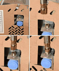 Close-up of Universal Icemaker Hose 20 Ft For All Refrigerator Brands, stainless steel water supply line installation.