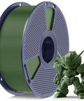 High Speed Meta PLA 1.75mm Filament 1KG for FDM 3D Printers, Olive Green, shown with robot toy print sample
