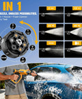 Workhorse Cleaning Tool For DeWalt 20V Battery System, Tool Only, 2.2 Lbs, 16.4 Ft Hose, Six In One Nozzle settings demonstration