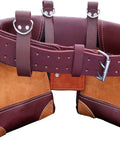 Pro-Grade Full-Grain Leather Tool Belt Rig in Maroon with deep pockets, showing front view of leather design.