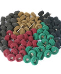 Solid Heavy Duty Abrasive Buffing Polishing Wheel Set For Rotary Tools With 3mm Mandrel featuring various colored wheels arranged in a circle.
