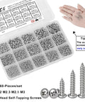 Hella Solid Beater Proof Phillips Pan Head Self Tapping Wood Screw Set 304 Stainless Steel Tiny Round Head kit with 760 pieces.