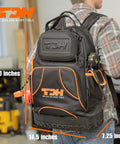 Heavy Duty Tool Backpack With Waterproof Base And Big Capacity Tool Bag Organizer For Electricians And DIY Pros Construction And Fishing Tackle Carrier Water And Tear Resistant Gear Bag For Work on person