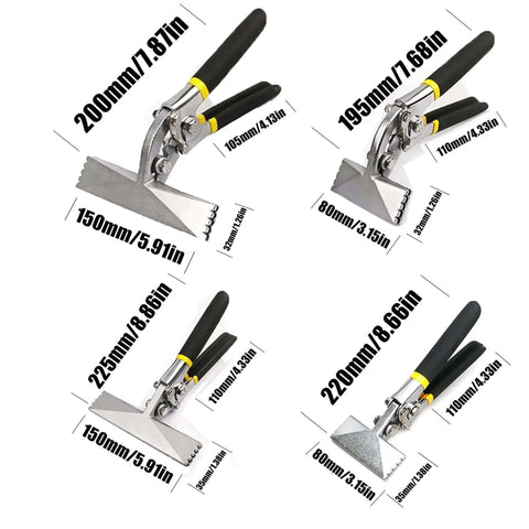 Four sizes of Heavy-Duty Metal Sheet Pliers Bending Tool with cushioned handles and straight heads for metal bending and flattening