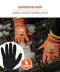 ProFlex 7551 Waterproof Winter Work Gloves with sandy nitrile palms gripping icy surface, ANSI A5 cut resistant, fleece lining