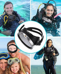 Collage of people snorkeling and diving using Wide Field Diving Mask For Snorkeling And Spearfishing with Anti Fog Goggles