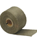 Roll of Titanium Exhaust Heat Wrap With Lava Rock Technology 2 In By 25 Ft Pliable Tape for exhaust pipes.