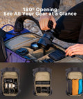Ultralight Camera Backpack For Photographers Expandable To 40L Space Black Suspended Back Panel 16 Inch Laptop Sleeve open view