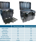 Gray Heavy Duty Rolling Tool Chest With Four Deep Locking Drawers, Stackable Industrial Workhorse, Impact Resistant And Water Proof Build For Pros On The Move, displayed with open lid and secured drawers.