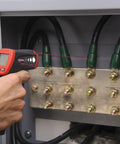 Using No Touch Infrared Thermometer With Ten To One Spot Ratio For Fast, Accurate Temperature Readings From A Distance on electrical panel