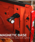 LuxTreme SL50 Spotlight With 450 Lumens Half Mile Beam Waterproof LED Flashlight attached to truck with magnetic base