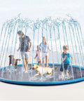 10 Ft Extra Large Non Slip Splash Pad For Kids Adults And Dogs Blue Backyard Water Play Mat Giant Sprinkler Pool Toy In Use