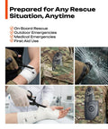 Six In One Foldable Trauma Shears Tactical Rescue Scissors For Emergency Response With Seat Belt Cutter Glass Breaker Ring Cutter Oxygen Tank Wrench And More Grab And Go Everyday Carry Ready, foldable black 420HC stainless steel rescue tool clipped to tactical gear