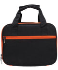 Front view of Double Layer Protective Carrying Case For Circuit Breaker Finders And Electrician Tools with black fabric and orange zipper