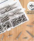 Wood Screws Assortment Kit 220 Pcs 304 Stainless Steel Phillips Flat Head Wood Screws Set Seven Sizes From Two Inches To Half Inch
