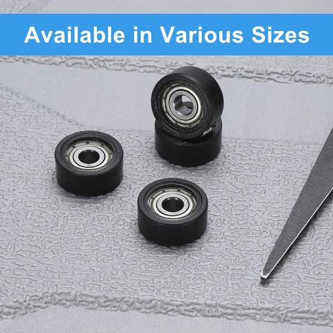 Top Shelf Four Pack Double Shielded POM Roller Bearing Guides featuring heavy duty nylon material showing black roller bearings for smooth operation.