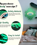 Neon Evil Eye Wall Decor Sign With Dimming LED Green Goth Eyes Bohemian Witchy Bedroom Wall Art USB Powered Neon Light for meditation.