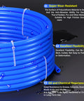 Blue Three Eighth Inch Outer Diameter PU Air Tubing Kit 100 Ft 32 Meter For Pneumatic Systems And Fluid Transfer Pro Grade Flexible Tubing