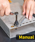 Person using Rivet Nut Tool Kit With Step Drill Bit And 100 Rivet Nuts, SAE And Metric Mandrels, Handy Rivnut Tool For DIY Projects on metal