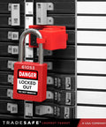 Clamp On Circuit Breaker Lockout Device Kit 10 Pack For 120/277 Volt Single Pole Toggles Up To 5/8 By 1/2 Inch OSHA Compliant