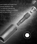 Fresh Hex Deep Socket Kit With 18 Pieces Of Cr V Impact Sockets In 10-24mm Sizes Plus Three Extension Rods, Perfect Black Finish Gear For Car And Machine Repair Tasks, black hex socket