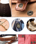 24 Sets Leather Snaps And Fasteners Kit 15mm Metal Snap Button Kit With 4 Installation Tools Heavy Duty Replacement Snaps for jackets, jeans, hats, and canvas in bronze.