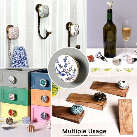One Hundred Pack Ceramic Stripe White Drawer Knobs With Slick Gloss Finish For Kitchen Cabinet Hardware And Dresser Pulls showcasing various styles and uses.