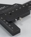 Precision 14 Inch Scriber Gauge For Woodworking And Joinery Rugged CNC Aluminum Layout Tool showing laser etched scales and adjuster.