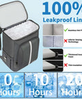 Insulated Cooler Backpack With Leakproof Double Deck Design For Work Lunches Keeps Your Grub Hot Or Cold For Up To 20 Hours Reflective Stripes Grey