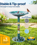 Weatherproof Polyresin Pedestal Bird Bath For Outdoors And Garden 28 Inch Tall With A 20 Inch Bowl Green Durable Stable