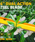 Close-up of 16 inch dual action steel blade from Beast Of A Telescoping Pole Hedge Trimmer With Two 2.0Ah Batteries And Charger