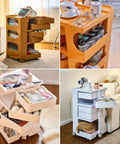 Heavy Duty Utility Storage Cart With Slick Rolling Casters And Solid Abs Build, used in bedrooms and home offices for organization.