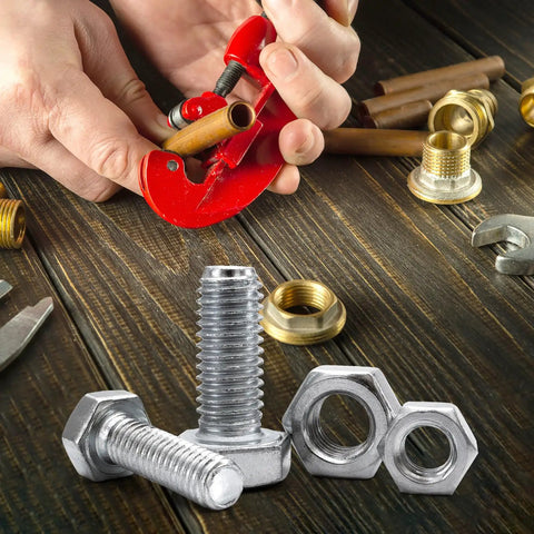 Precision Engineered Heavy Duty 58 Pack Brass Flat Washers M5 5mm Inner Diameter 12mm Outer Diameter 1mm Thick Crush Gasket Assortment Solid Fasteners For Auto Mechanics And Weekend Warrior Projects with tools and fasteners.