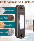 Heavy Duty Metal Lighted Doorbell Button Built To Last LED Wall Mounted Push Button For Universal Garage Door Opener Switch Low Voltage Indoor Outdoor Replacement White Light For Stucco Brick Wood Stone Surfaces on wall