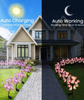 4 Pack Solar Flower Lights For Outdoors Waterproof Garden Decor That Look Real By Day And Glow Bright At Night Easy Pathway