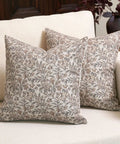 Floral Throw Pillow Covers 20x20 Set Of 2 Vintage Block Print Decorative Pillow Covers For Living Room And Sofa Red And Sand Cotton Farmhouse Cozy Accent No Inserts Included, set on cream sofa