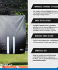 5 x 7 Ft Vinyl Backdrop For Batting Cages With Net Backstop And Pitching Hitting Shield, displayed in outdoor setting