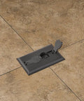 Budget Friendly Flush Mount Electrical Floor Box With Flip Lid For Existing Floors Black Plastic 20 Cubic Inches installed