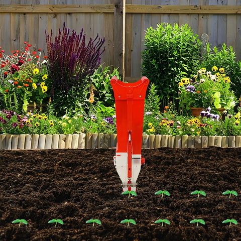 2 In 1 Seed And Fertilizer Planter For Corn Peanuts And Soybeans Hand Push With Adjustable Depth Manual Sower in garden