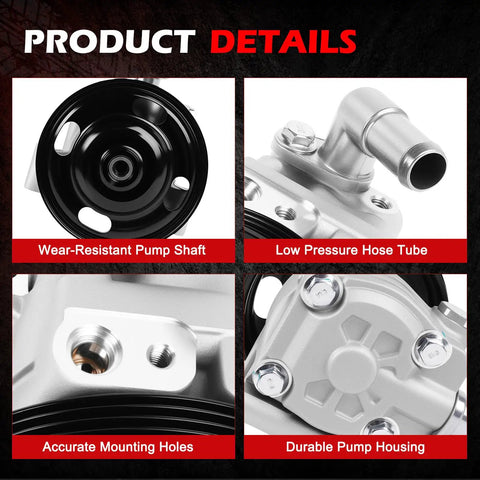 Wear-Resistant Pump Shaft, Low Pressure Hose Tube details of Power Steering Pump Compatible With Ford Edge MKX 2011-2014 3.5L 3.7L V6.