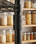 Close-up of Must Have 32 Pack Wire Shelf Clips For Universal Fit Shelving Sturdy Plastic Locking Clips in kitchen setting.