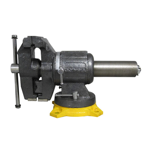 Multipurpose Vise With 5-Inch Wide Jaws Built-In Anvil 360-Degree Rotating Base Reinforced 4-Lug Mount Double Lock Swivel Heavy-Duty