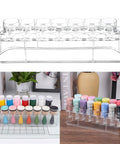 Slick Ace Clear Storage Rack And Organizer For Craft Paint Bottles And Blending Tools Holding Fifteen Upside Down Jars With A Rugged Polycarbonate Shell Sweet For Compact Desks Daily, showcasing jars on a transparent desktop rack.