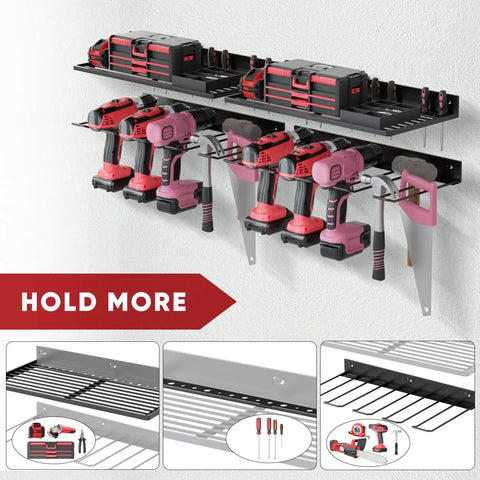 Power Tool Organizer Wall Mount With Drill Holder For Garage Keeps Your Tools Neat And Grab And Go Heavy Duty Tool Rack